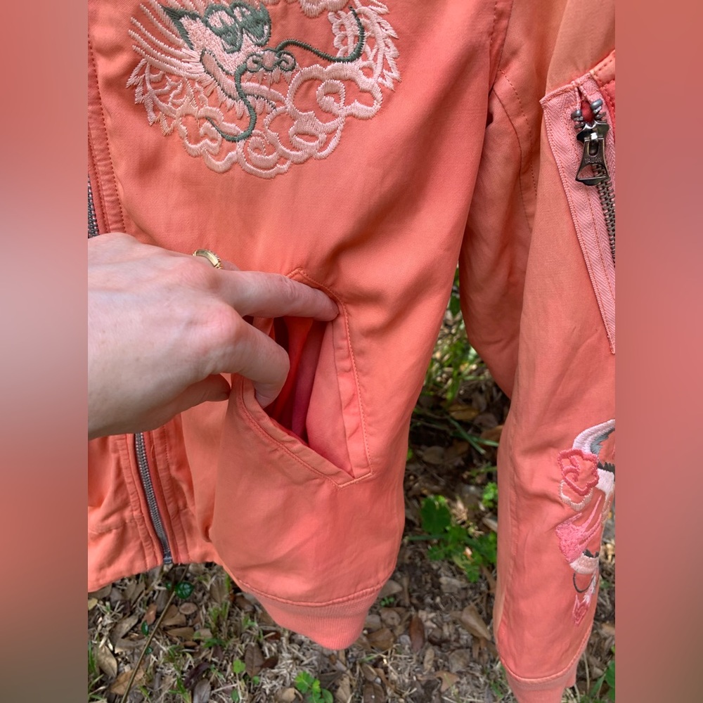 Incredible RRL salmon pink embroidered bomber jacket, 1, xs, Ralph Lauren - Picture 7 of 16